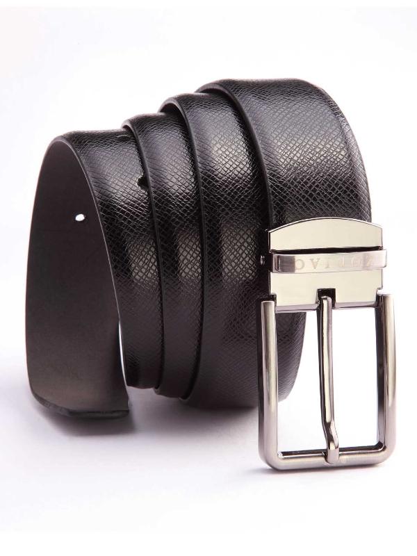 Black Textured Leather Belt