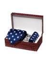 Bartoli Minimals Navy Silk Tie With Steel Cufflink And Matching Pocket Square