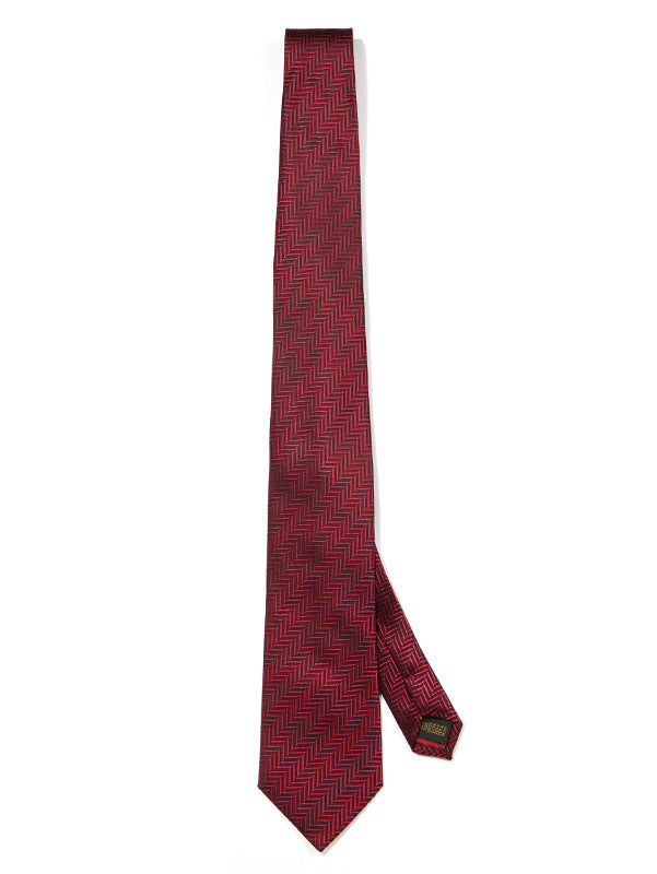 Campania Structure Solid Medium Maroon Silk Tie
