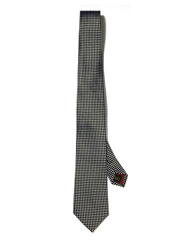 Campania Structure Solid Black & White Silk Tie