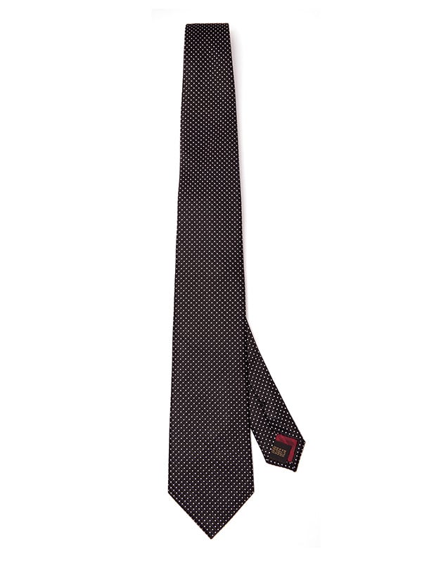 Campania Structure Black & White Silk Tie