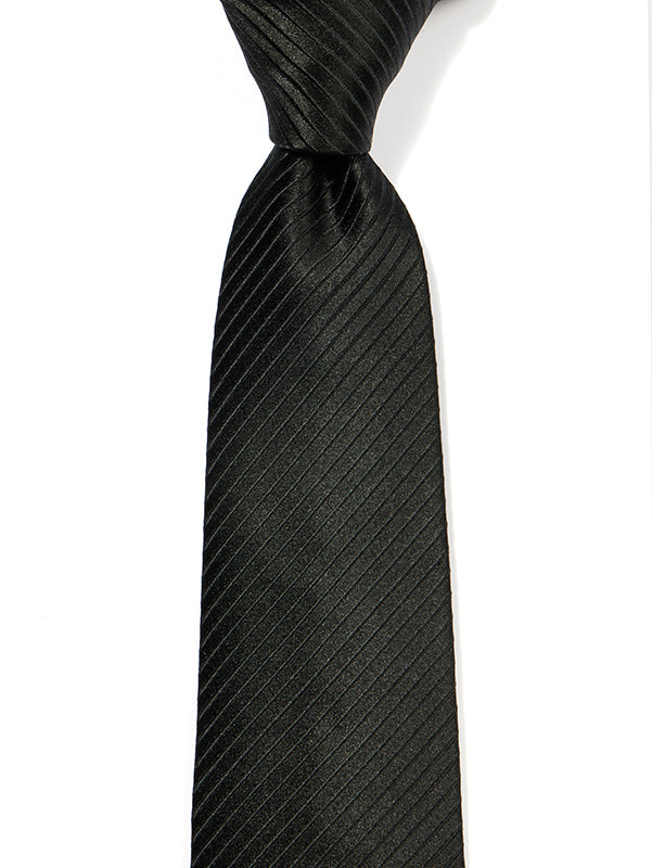 Campania Structure Solid Dark Black Silk Tie