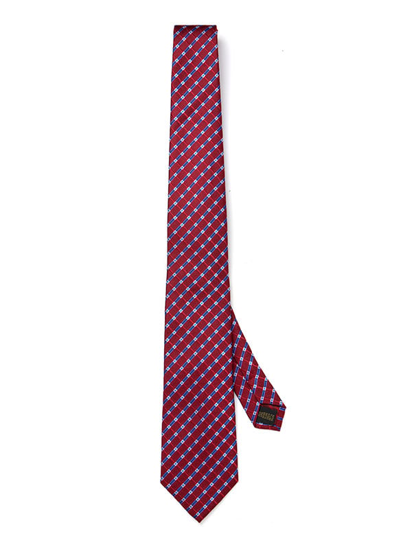 Como Check Dark Maroon Silk Tie