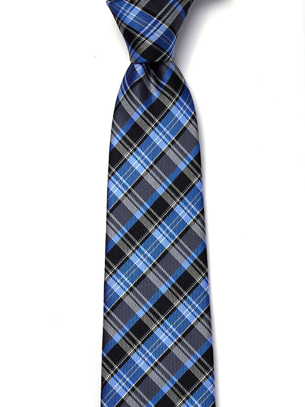 Como Check Dark Grey Silk Tie