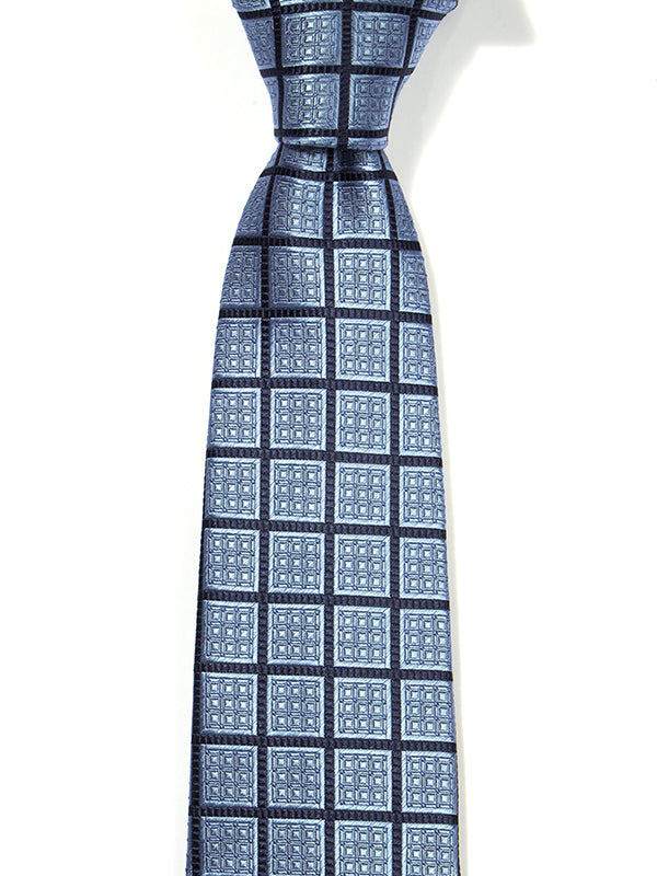 Como Checks Medium Blue Silk Tie
