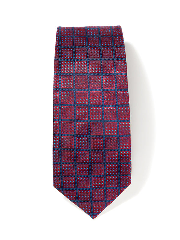 Como Checks Dark Maroon Silk Tie