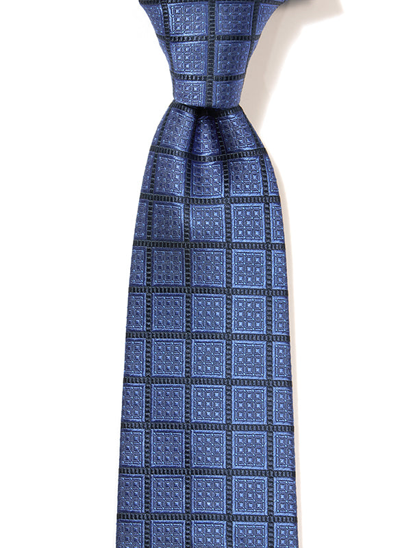 Como Checks Navy Silk Tie