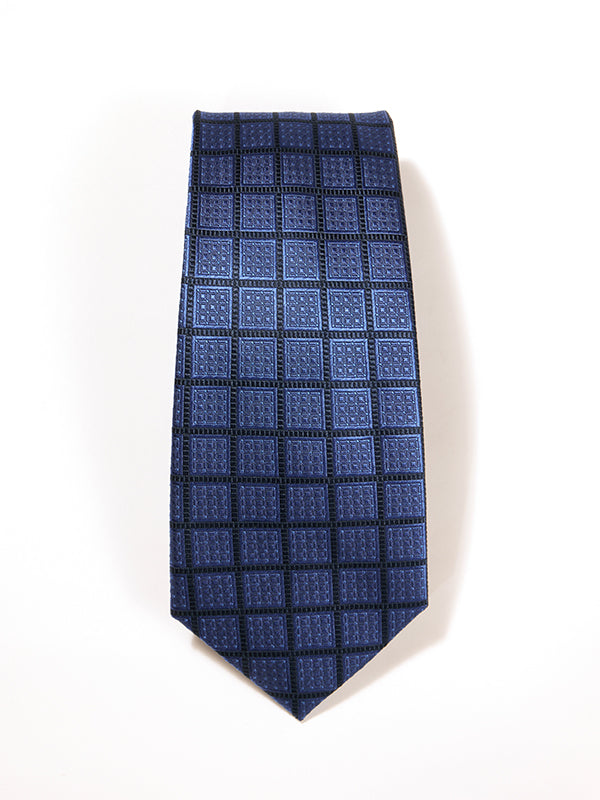 Como Checks Navy Silk Tie