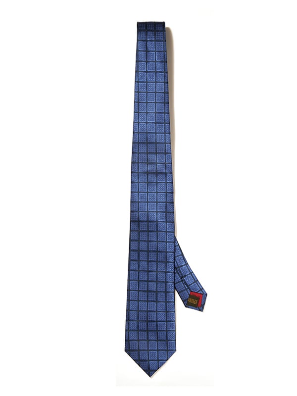 Como Checks Navy Silk Tie
