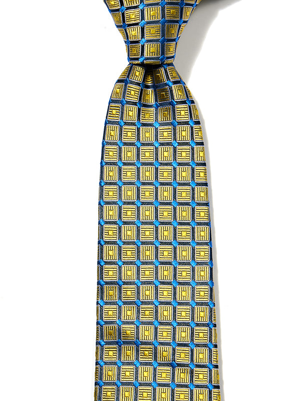 Como Checks Dark Gold Silk Tie