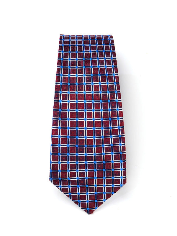 Como Checks Dark Maroon Silk Tie