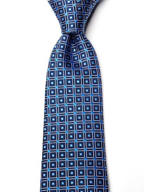 Como Checks Navy Silk Tie