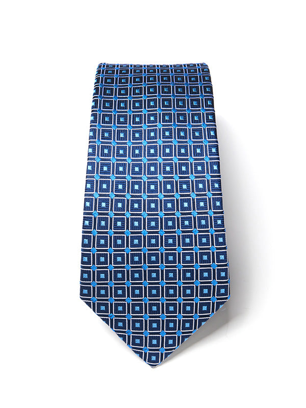 Como Checks Navy Silk Tie