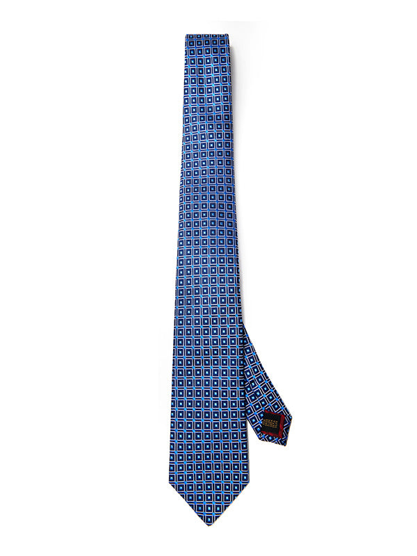 Como Checks Navy Silk Tie