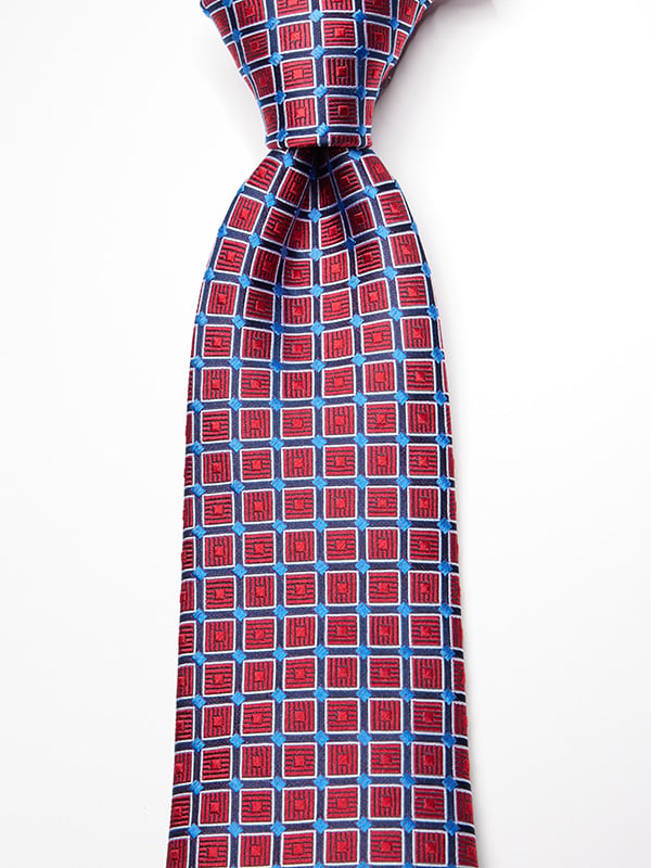 Como Checks Dark Red Silk Tie