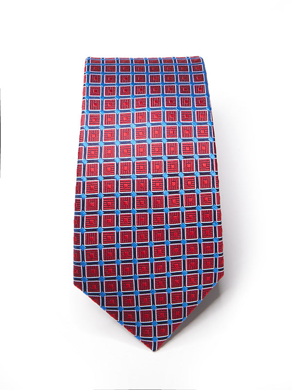 Como Checks Dark Red Silk Tie