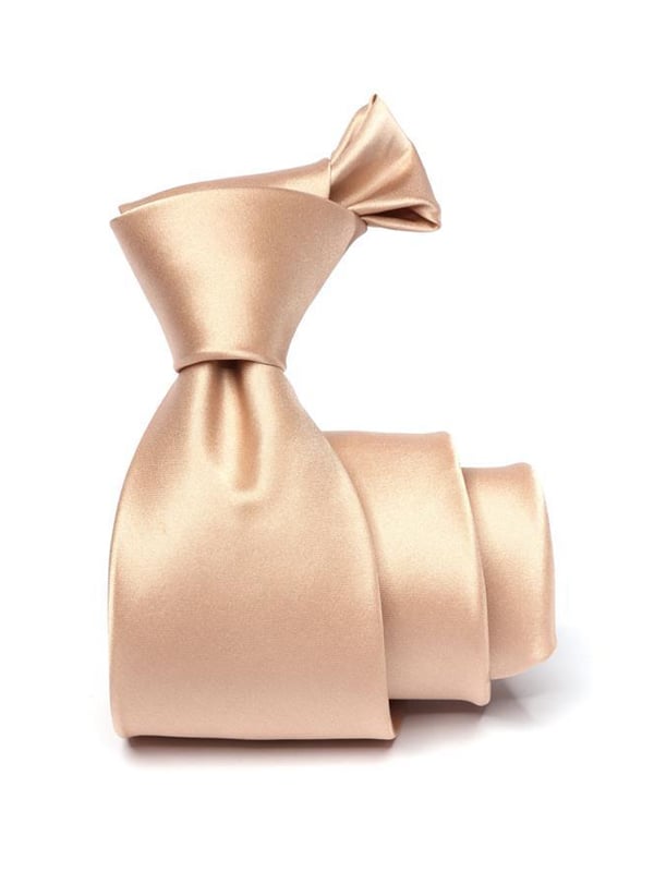 Creme De La Creme Plain Medium Beige Silk Tie