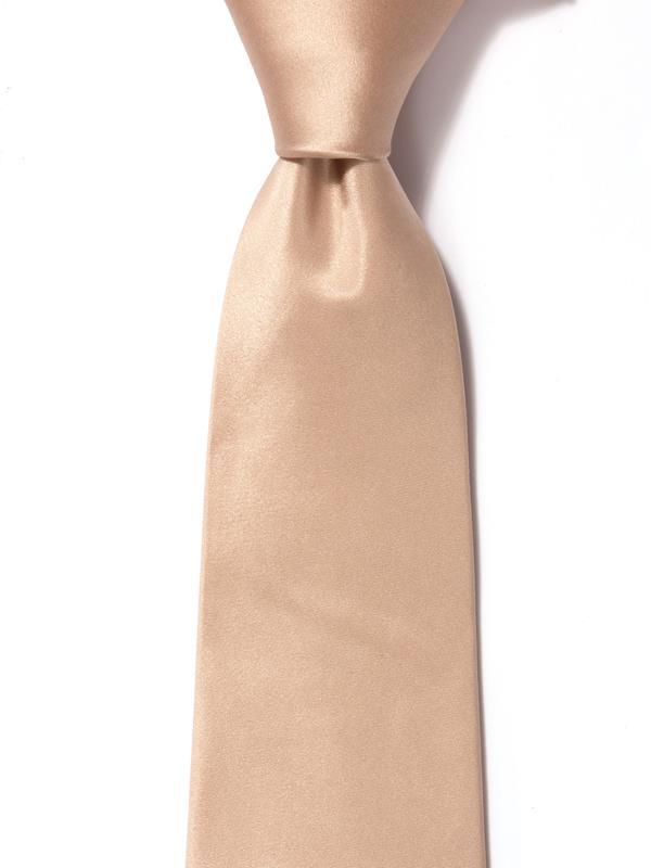 Creme De La Creme Plain Medium Beige Silk Tie
