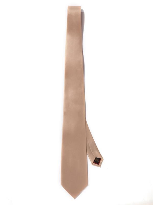 Creme De La Creme Plain Medium Beige Silk Tie