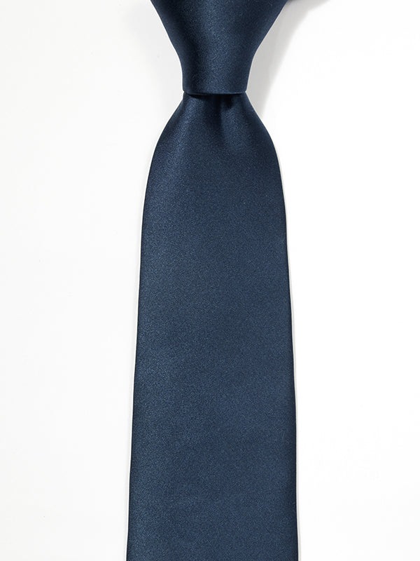 Creme De La Creme Plain Dark Blue Silk Tie