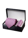 Panaro Minimals Dark Pink Silk Tie With Matching Pocket Square