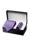 Panaro Printed Light Blue Silk Tie With Matching Pocket Square