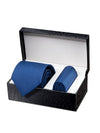 Panaro Structure Dark Blue Silk Tie With Matching Pocket Square