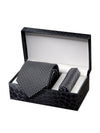 Panaro Structure Black & White Silk Tie With Matching Pocket Square