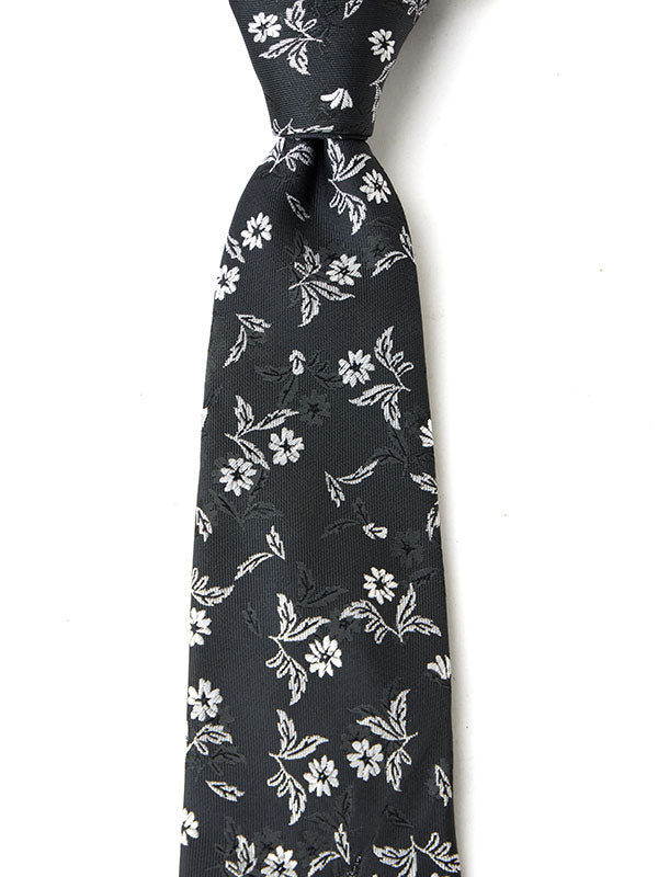 Prato All Over Black/ White Microfibre Tie