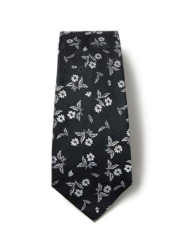 Prato All Over Black/ White Microfibre Tie