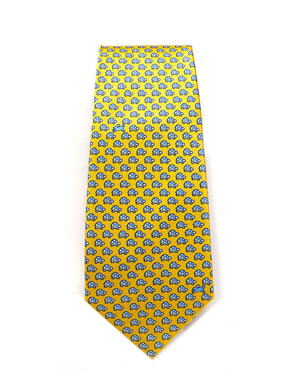 Saglia Printed Dark Gold Silk Tie