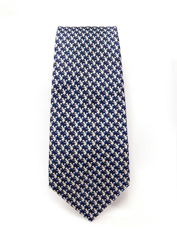 Saglia Printed Navy Silk Tie