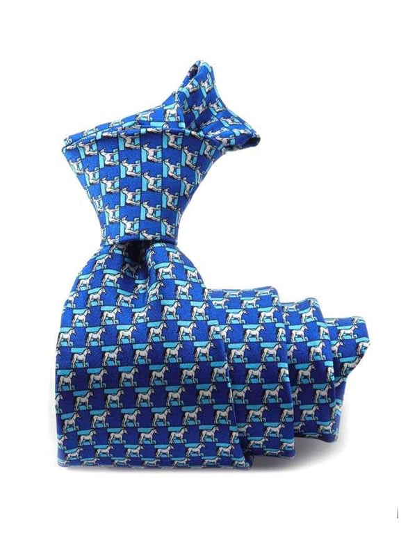 Saglia Printed Dark Blue Silk Tie
