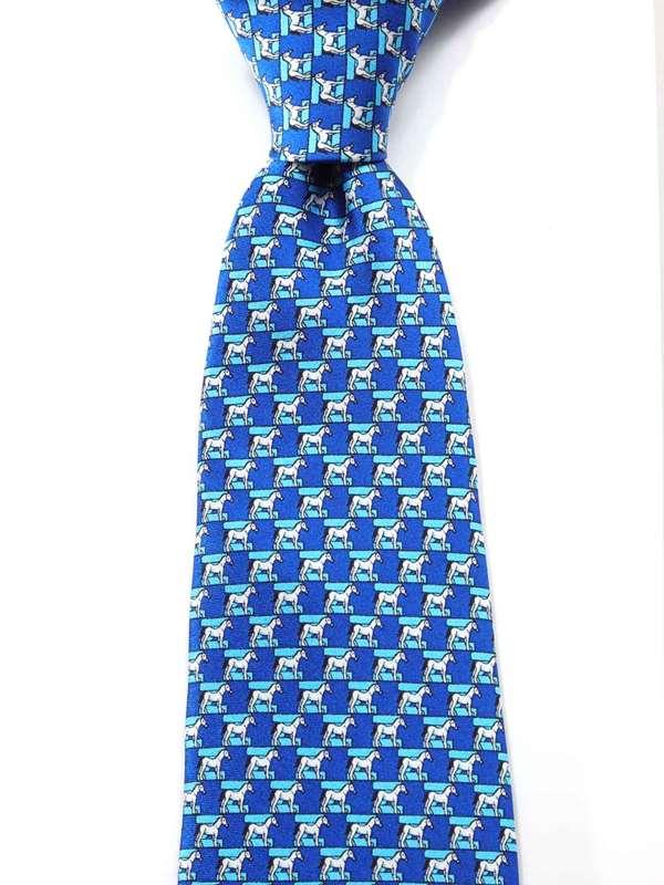 Saglia Printed Dark Blue Silk Tie
