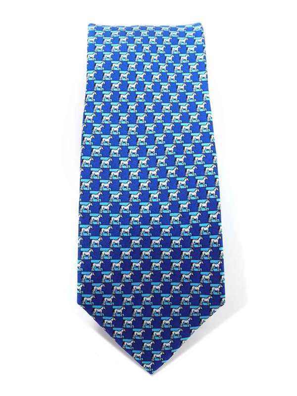Saglia Printed Dark Blue Silk Tie