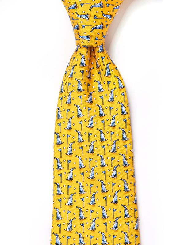 Saglia Printed Dark Gold Silk Tie