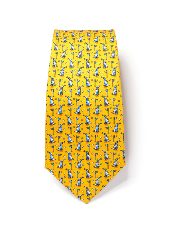 Saglia Printed Dark Gold Silk Tie