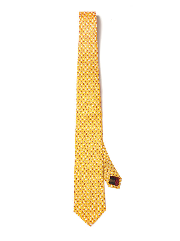 Saglia Printed Dark Gold Silk Tie