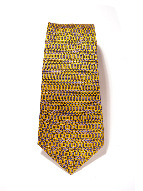 Saglia Printed Dark Gold Silk Tie