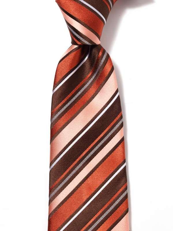 Sicilia Stripe Dark Orange Silk Tie