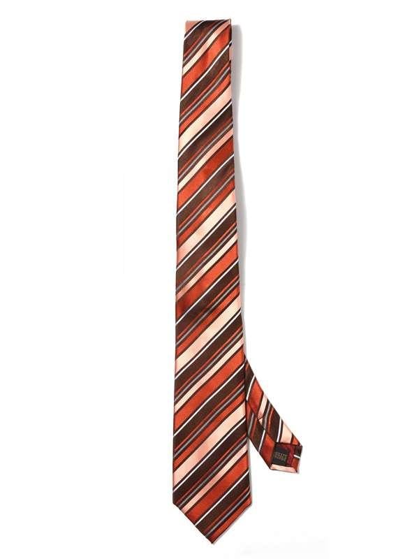 Sicilia Stripe Dark Orange Silk Tie