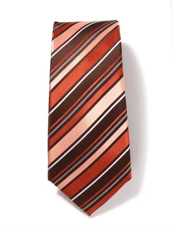 Sicilia Stripe Dark Orange Silk Tie