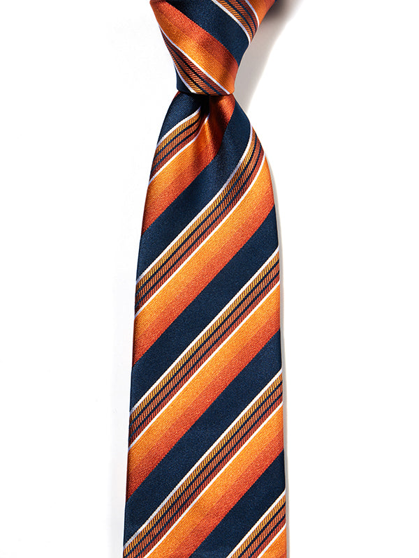 Sicilia Striped Dark Orange Silk Tie