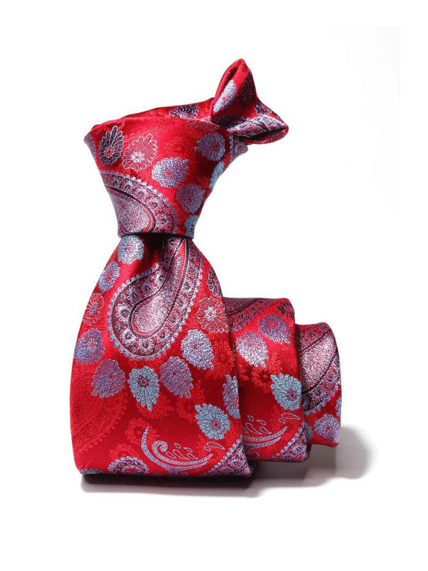 Torino All Over Medium Red Silk Tie