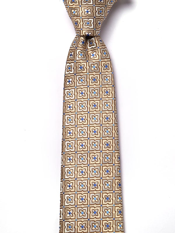 Torino All Over Dark Beige Silk Tie