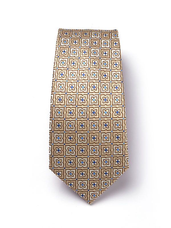 Torino All Over Dark Beige Silk Tie