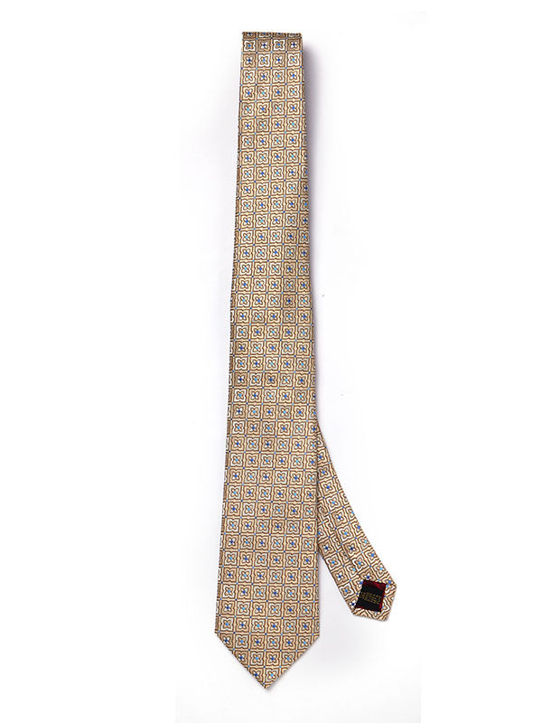 Torino All Over Dark Beige Silk Tie