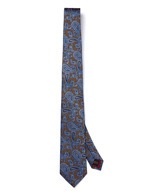 Torino All Over Dark Beige Silk Tie