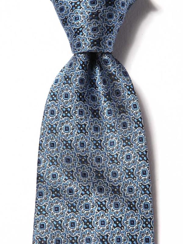 Torino All Over Medium Blue Silk Tie