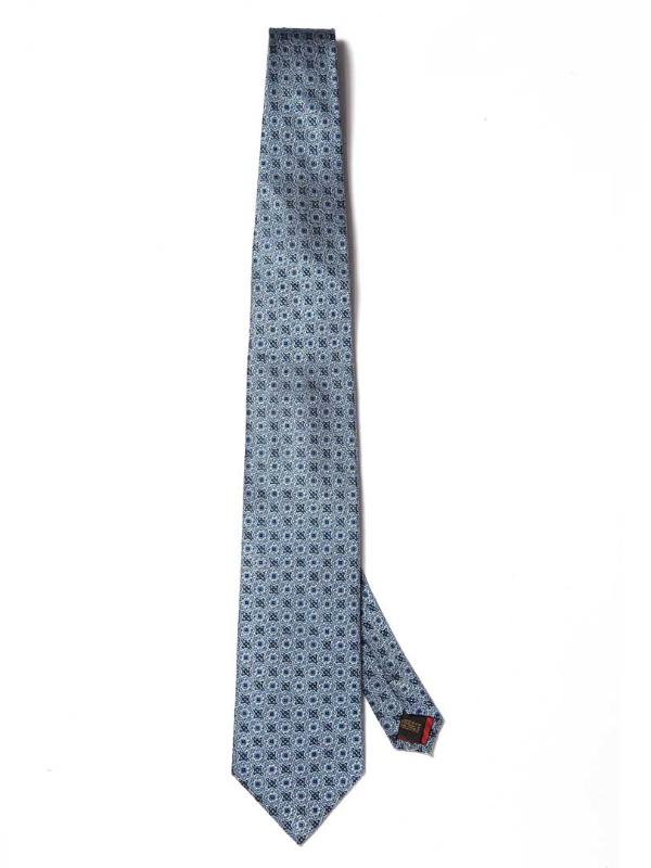 Torino All Over Medium Blue Silk Tie